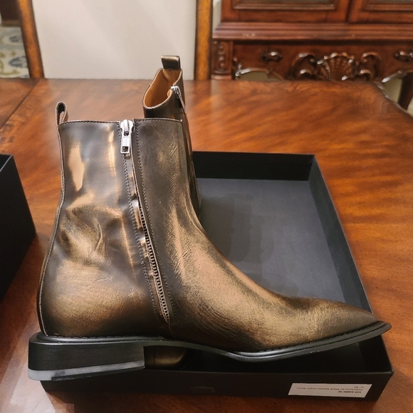 Roberto Cavalli Men's Half Boot in Brush Off Metalux Size 43 - Picture 3 of 4